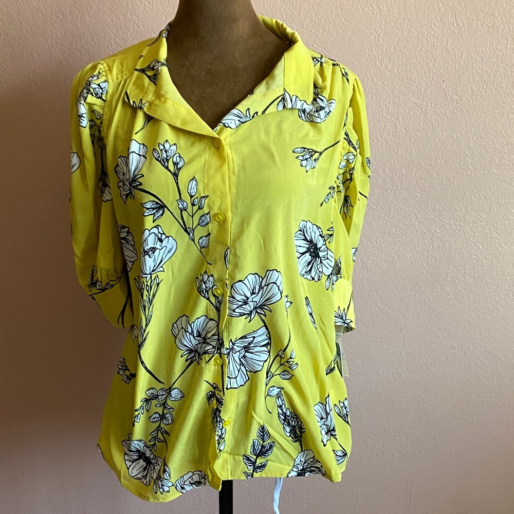 RACHEL ROY Floral Yellow Women's Top